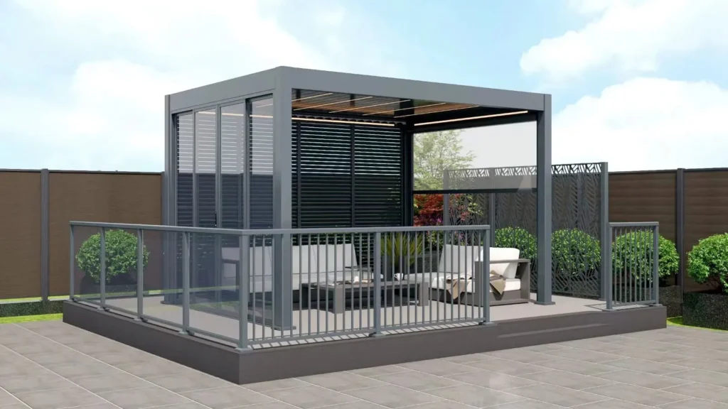 Pérgolas Bioclimáticas Para Terrazas Y Jardines Crea un espacio para una sala exterior, un comedor o una zona de convivencia. Las pérgolas bioclimáticas pueden integrarse en viviendas, terrazas de restaurantes y otros proyectos comerciales.